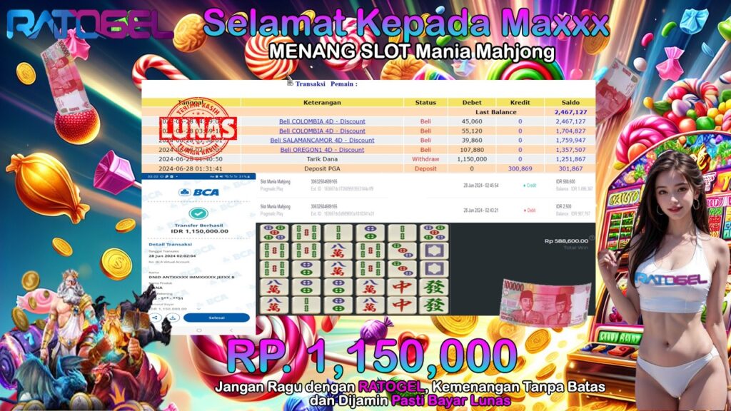 BUKTI JACKPOT SLOT MANIA MAHJONG TERPERCAYA DI INDONESIA TGL 28-06-2024