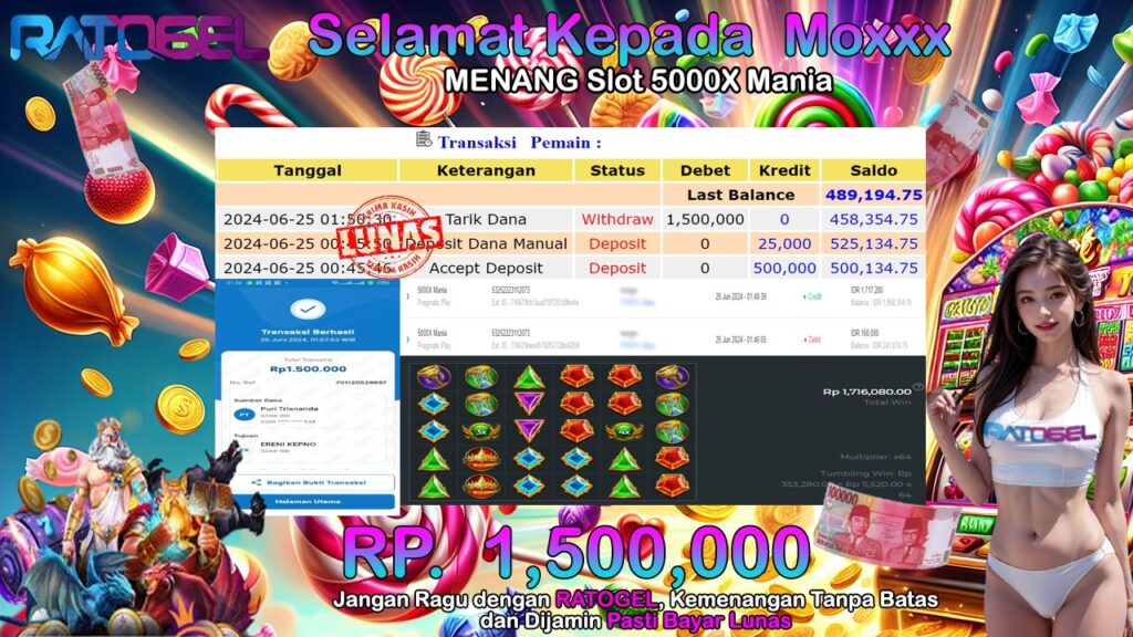 BUKTI JACKPOT SLOT 5000X MANIA TERPERCAYA DI INDONESIA TGL 25-06-2024