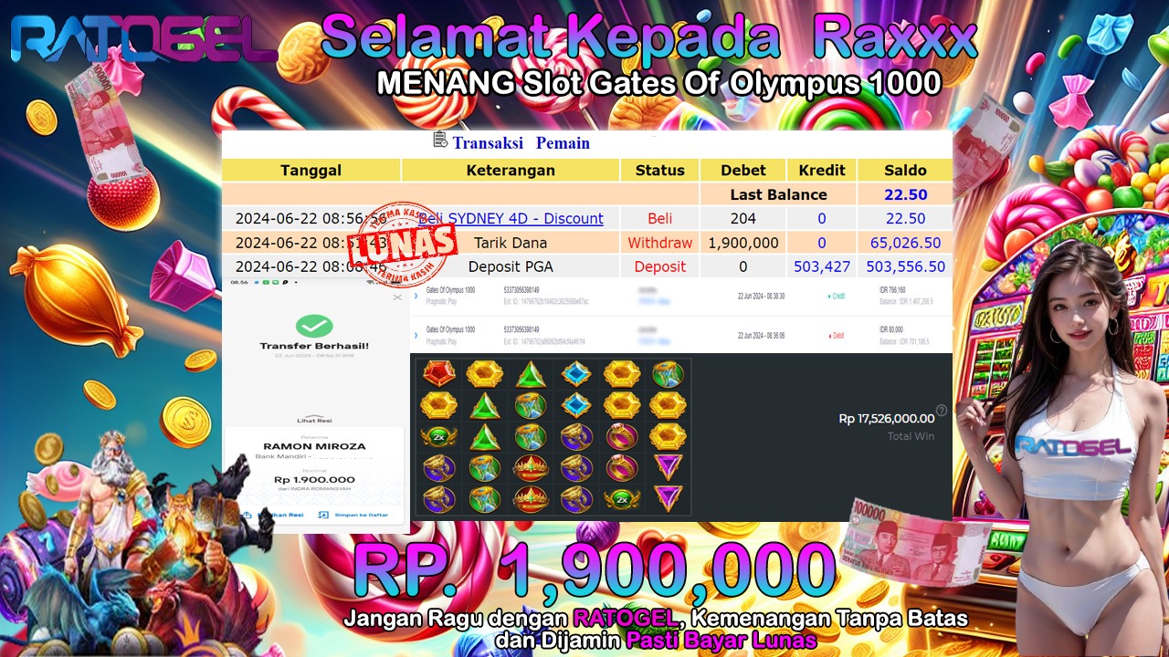 BUKTI JACKPOT SLOT GATES OF OLYMPUS 1000 TERPERCAYA DI INDONESIA TGL 22-06-2024