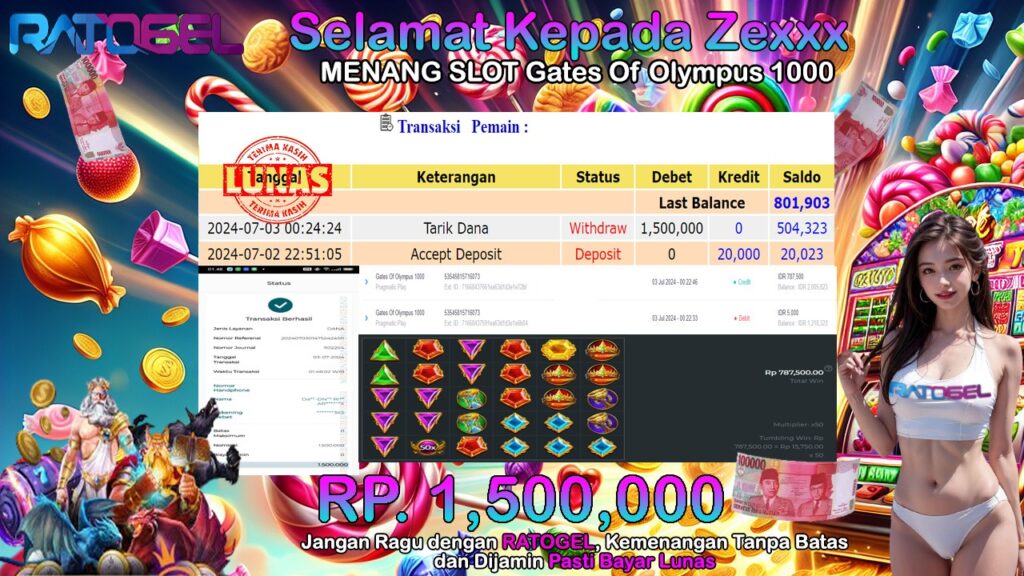 BUKTI JACKPOT SLOT GATES OF OLYMPUS 1000 TERPERCAYA DI INDONESIA TGL 03-07-2024